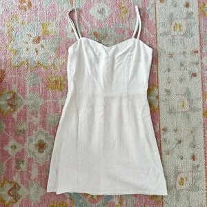 linen sweetheart mini dress